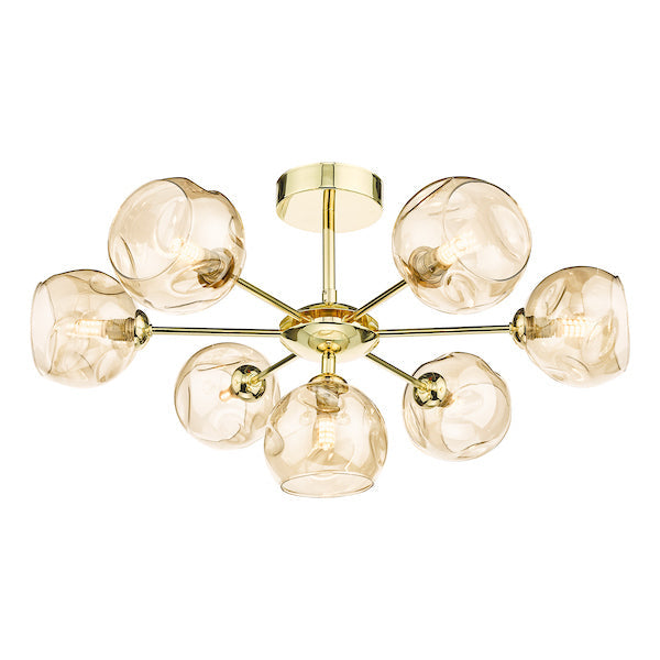 Dar Cohen 7lt Semi-Flush Gold & Open Champagne Glass – from Amos Lighting + Home