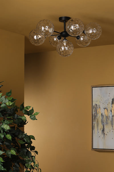 Dar Cohen 7lt Semi-Flush Matt Black & Clear Glass – from Amos Lighting + Home