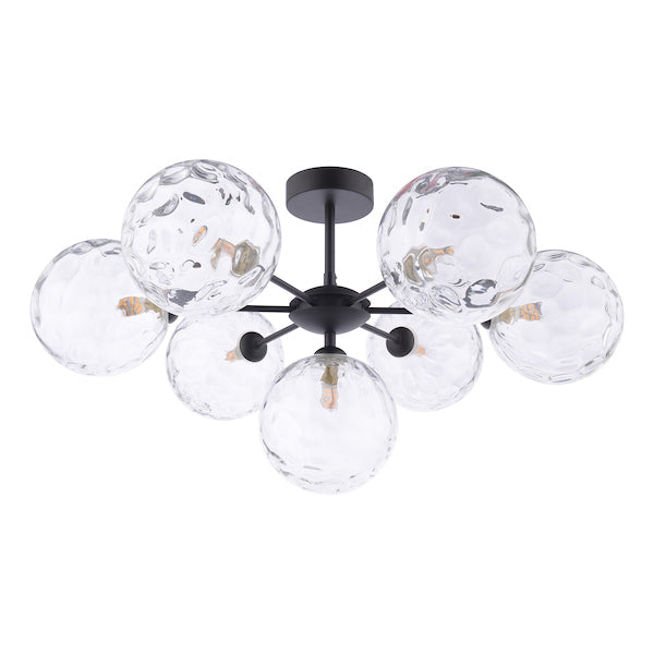 Dar Cohen 7lt Semi-Flush Matt Black & Clear Glass – from Amos Lighting + Home