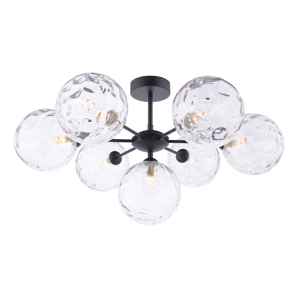 Dar Cohen 7lt Semi-Flush Matt Black & Clear Glass – from Amos Lighting + Home