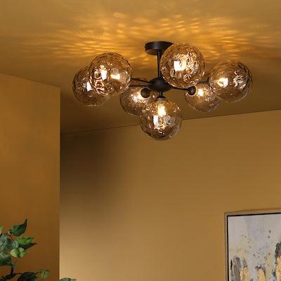 Dar Cohen 7lt Semi-Flush Matt Black & Smoked Glass – from Amos Lighting + Home