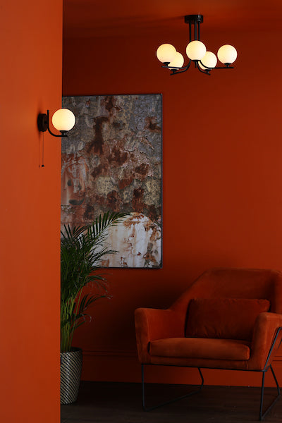 Dar Cradle 5 Light Semi Flush Matt Black Opal Glass – from Amos Lighting + Home