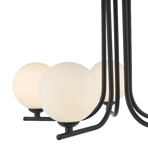 Dar Cradle 5 Light Semi Flush Matt Black Opal Glass – from Amos Lighting + Home
