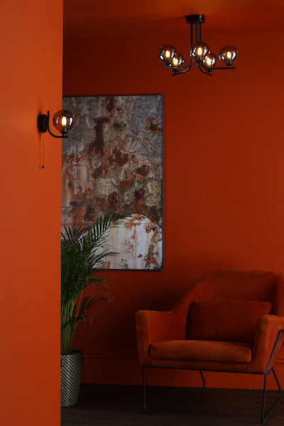 Dar Cradle 5 Light Semi Flush Matt Black Smoked Glass – from Amos Lighting + Home