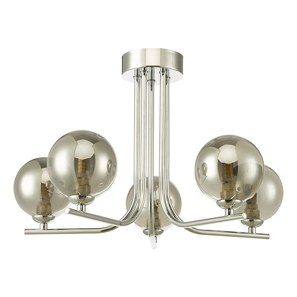 Dar Cradle 5 Light Semi Flush Polished Chrome Smoked Glass – from Amos Lighting + Home