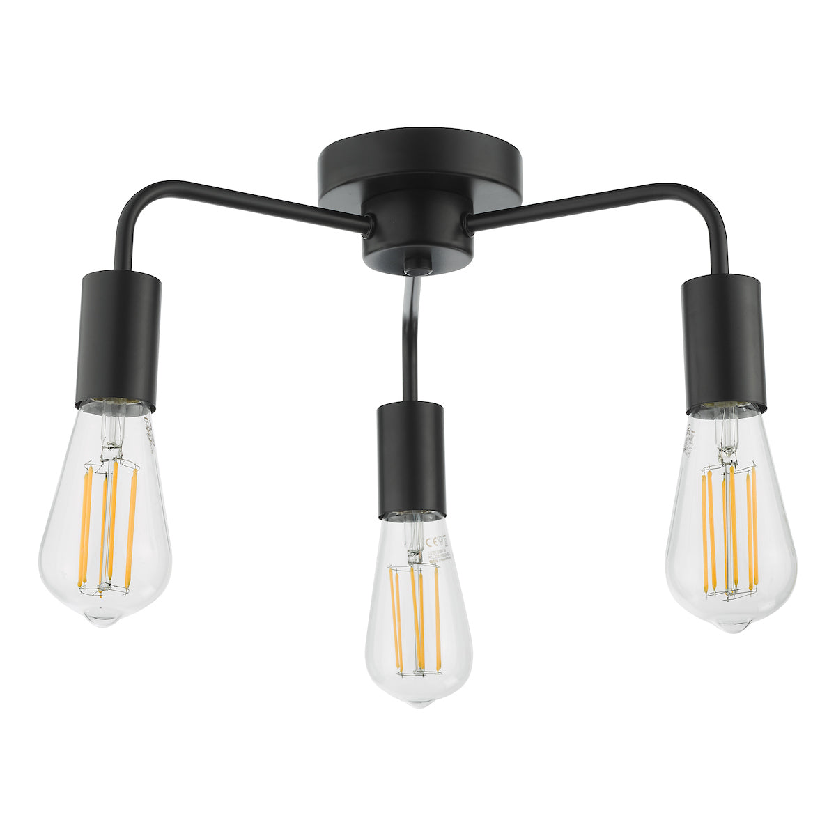 Dar Dena 3 Light Flush Matt Black – from Amos Lighting + Home