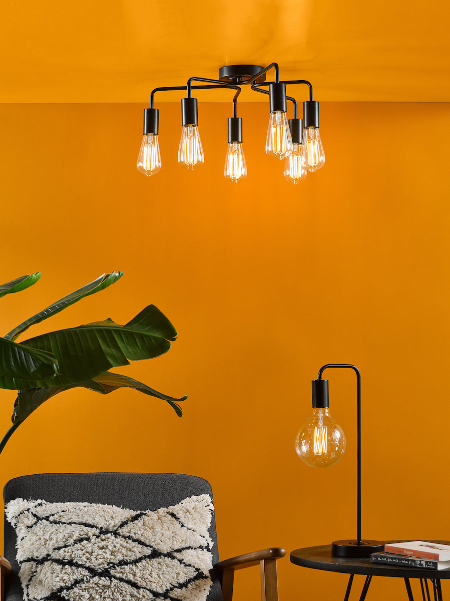 Dar Dena 6 Light Flush Matt Black – from Amos Lighting + Home