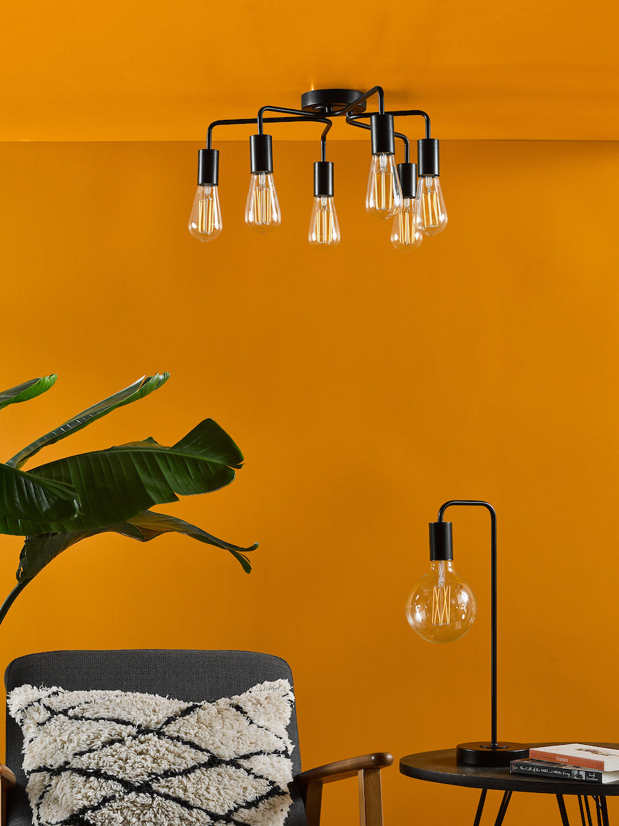Dar Dena 6 Light Flush Matt Black – from Amos Lighting + Home