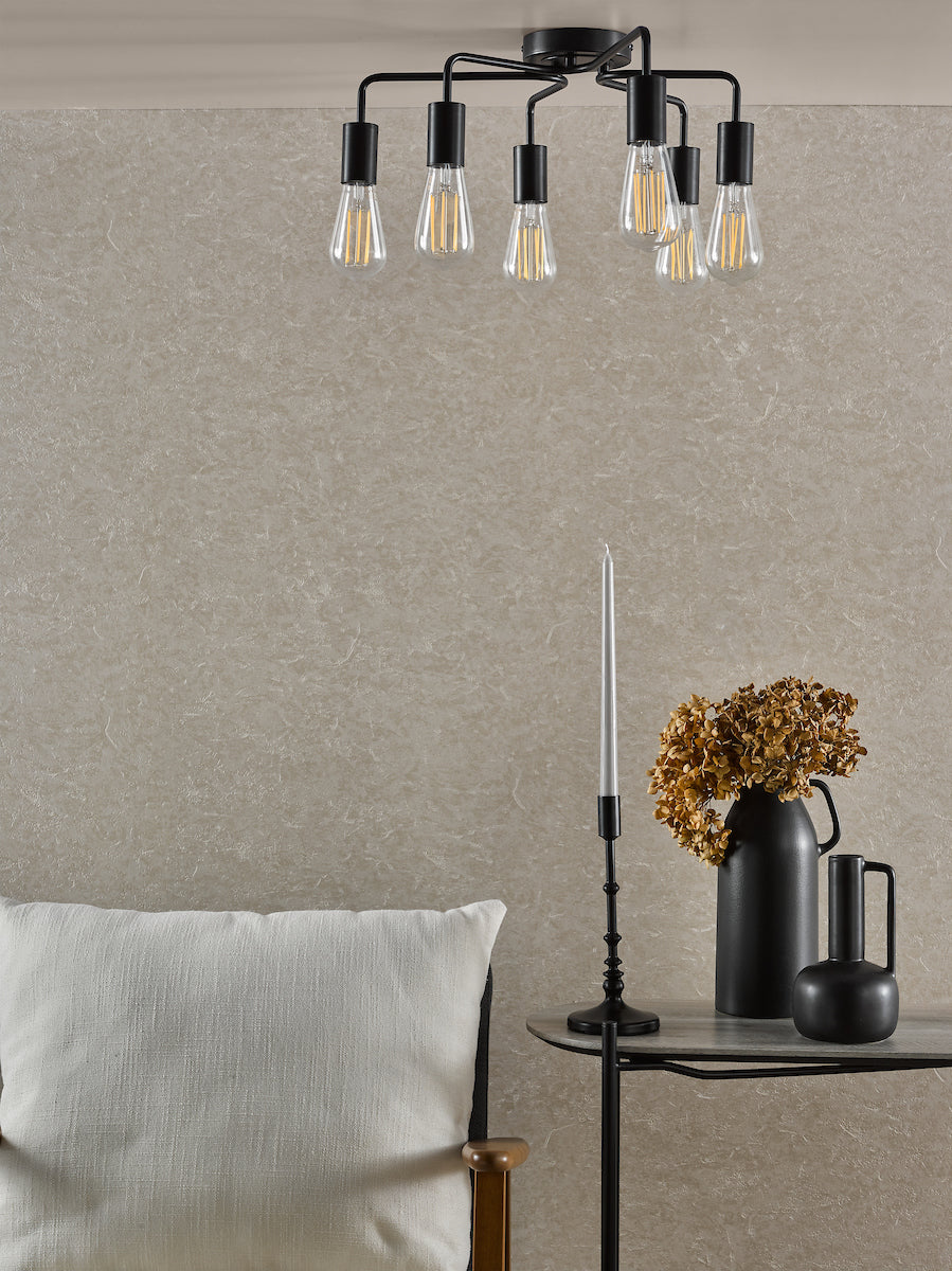 Dar Dena 6 Light Flush Matt Black – from Amos Lighting + Home