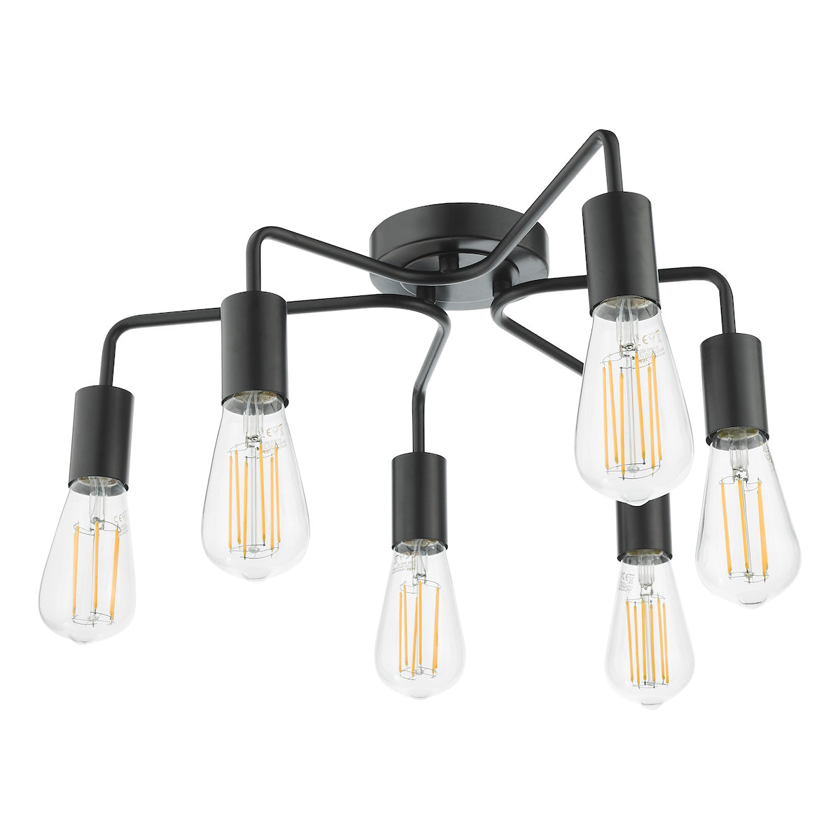 Dar Dena 6 Light Flush Matt Black – from Amos Lighting + Home
