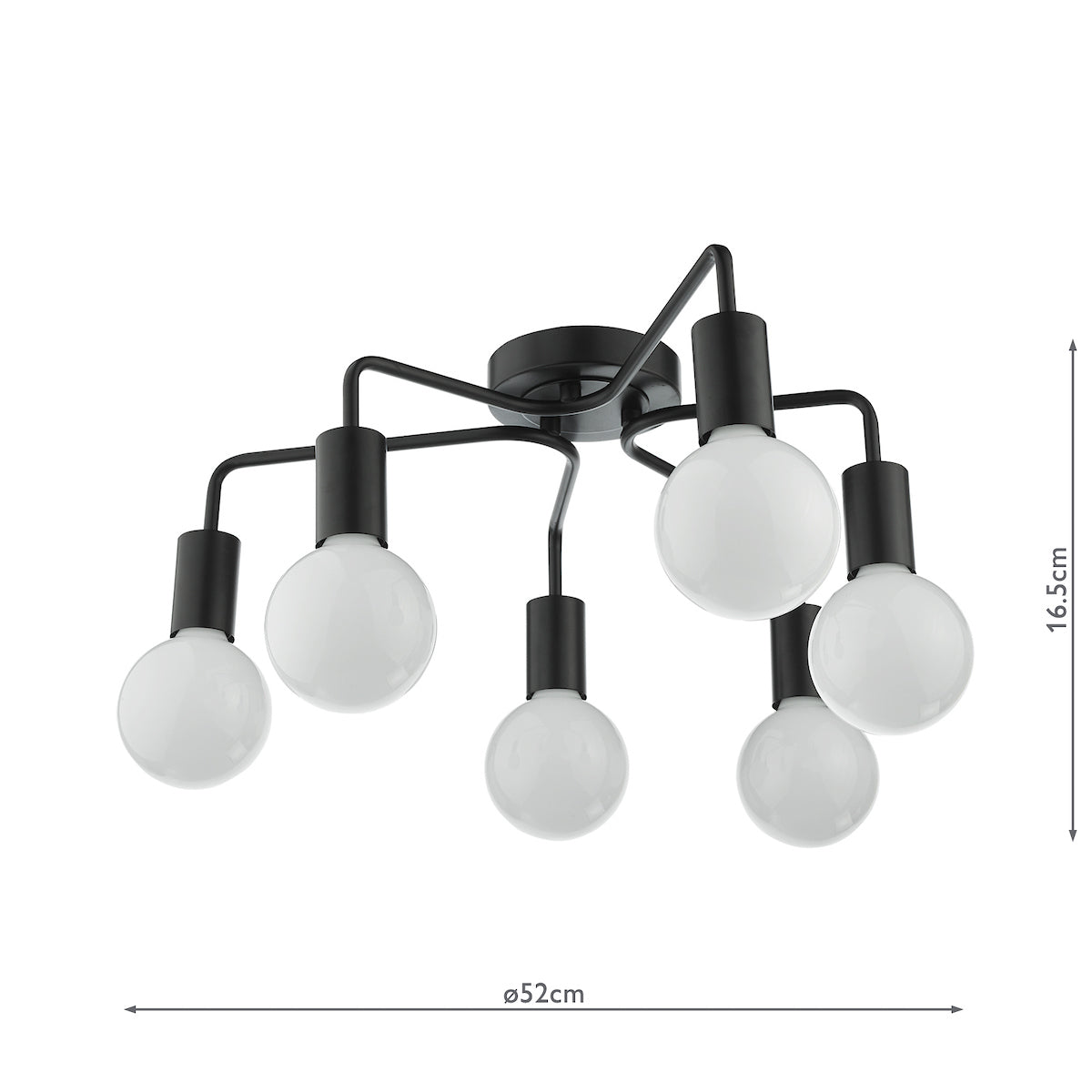 Dar Dena 6 Light Flush Matt Black – from Amos Lighting + Home