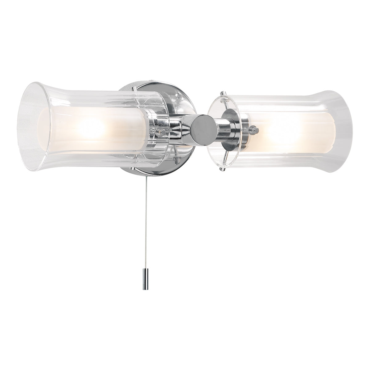 Dar Elba Bathroom 2 Light Wall Light Polished Chrome Glass IP44 – from Amos Lighting + Home