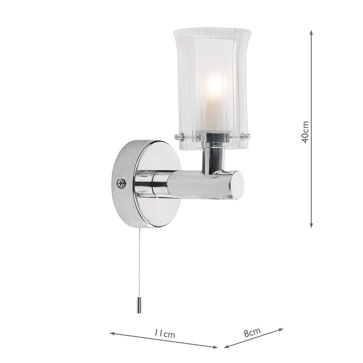 Dar Elba Bathroom Wall Light Polished Chrome Glass IP44 – from Amos Lighting + Home