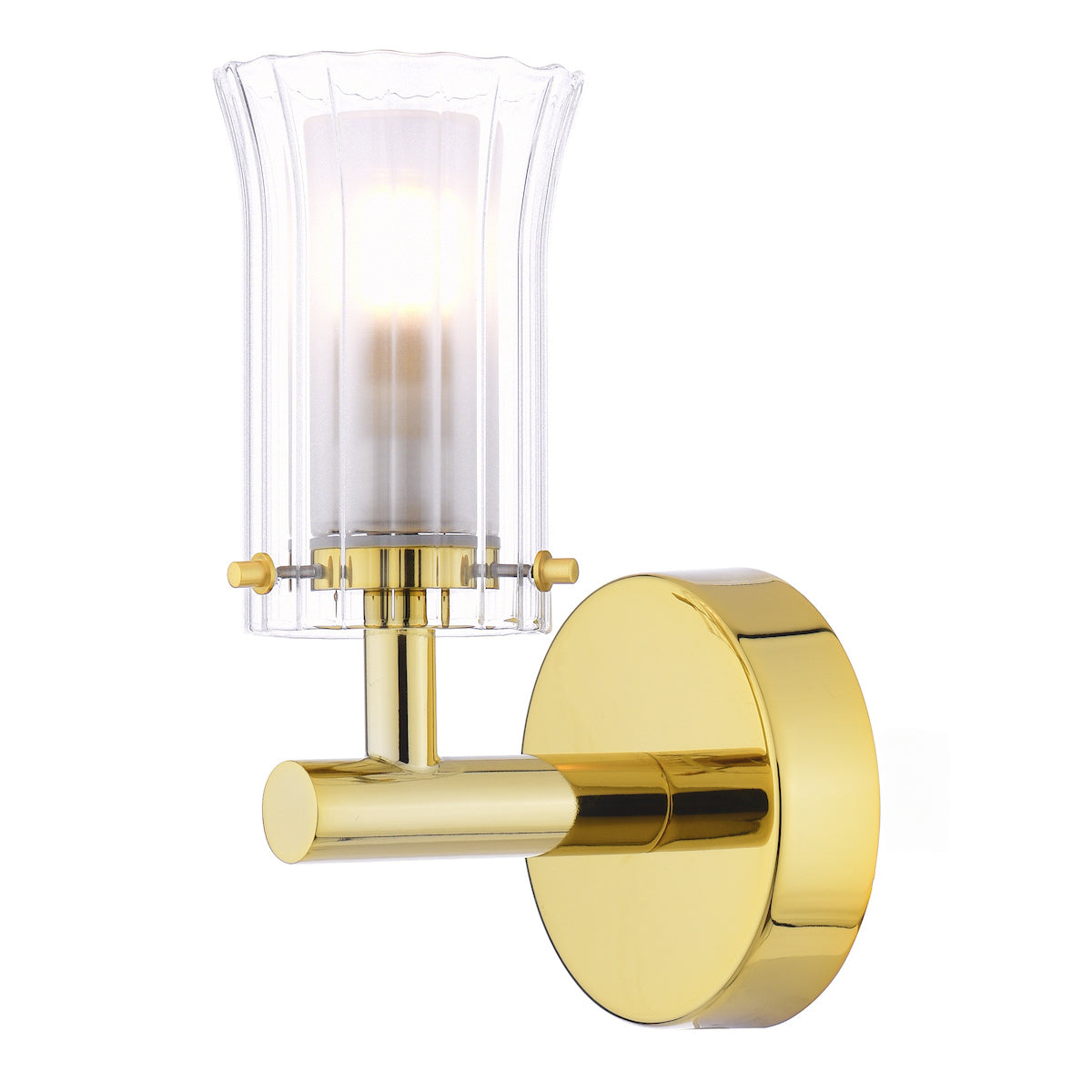 Dar Elba Bathroom Wall Light Polished Gold Glass IP44 – from Amos Lighting + Home