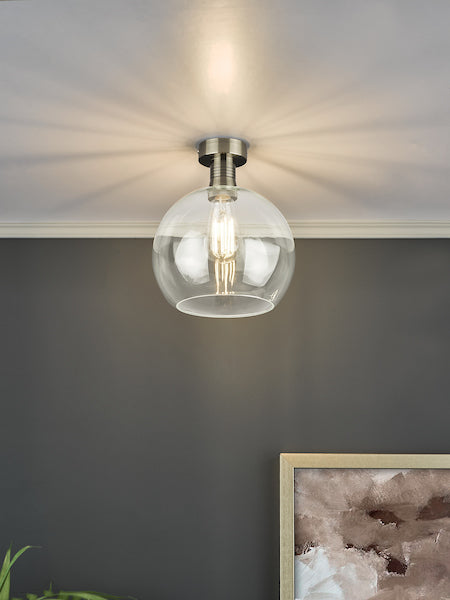 Dar Emerson Semi Flush Antique Brass & Round Clear Glass – from Amos Lighting + Home