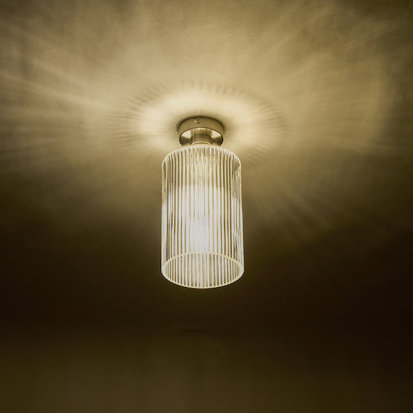 Dar Emerson Semi Flush Antique Chrome & Cylinder Ribbed Glass – from Amos Lighting + Home