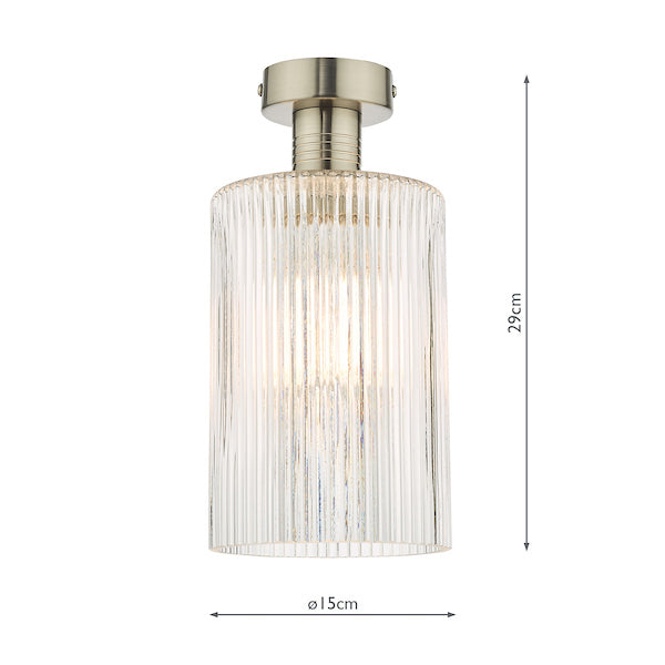 Dar Emerson Semi Flush Antique Chrome & Cylinder Ribbed Glass – from Amos Lighting + Home