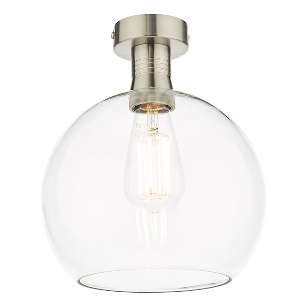 Dar Emerson Semi Flush Antique Chrome & Round Clear Glass – from Amos Lighting + Home