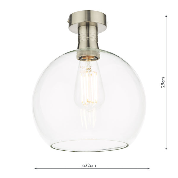 Dar Emerson Semi Flush Antique Chrome & Round Clear Glass – from Amos Lighting + Home
