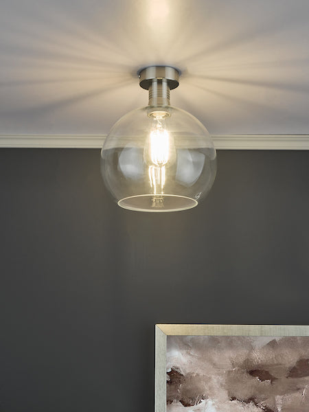 Dar Emerson Semi Flush Antique Chrome & Round Clear Glass – from Amos Lighting + Home