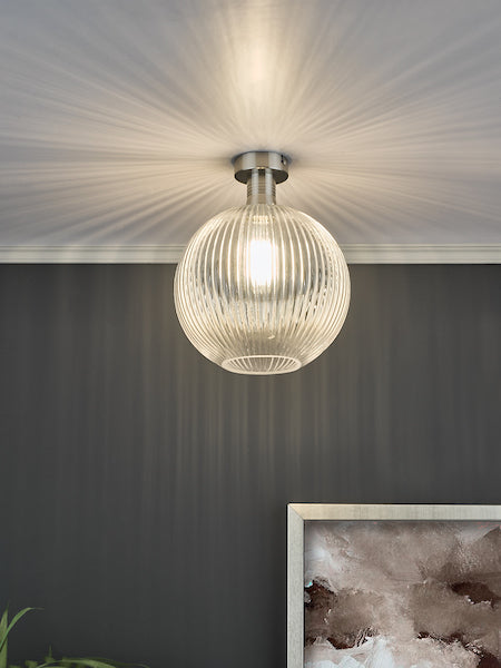 Dar Emerson Semi Flush Antique Chrome & Round Ribbed Glass – from Amos Lighting + Home