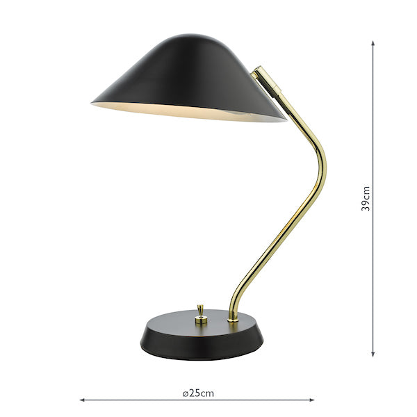 Dar Erna Table Lamp Polished Brass Satin Black – from Amos Lighting + Home