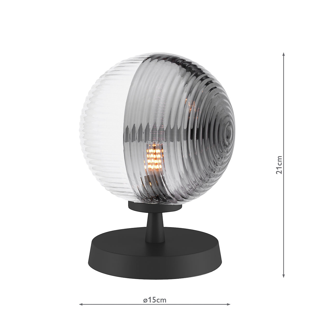 Dar Esben Table Lamp Matt Black & Smoked/Clear Ribbed Glass – from Amos Lighting + Home