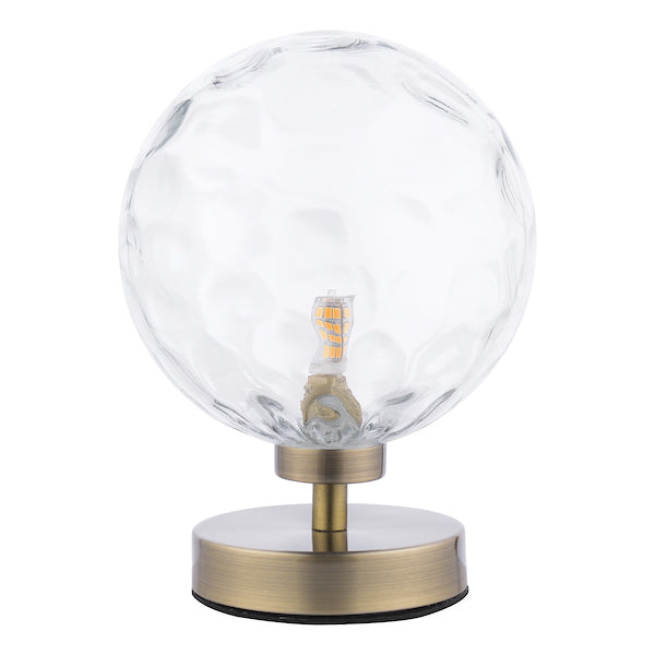 Dar Esben Touch Table Lamp Antique Brass with Clear Dimpled Glass – from Amos Lighting + Home