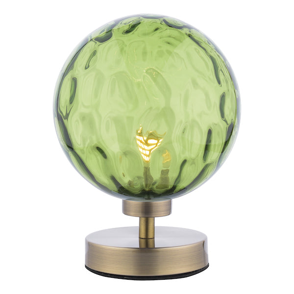 Dar Esben Touch Table Lamp Antique Brass with Green Glass – from Amos Lighting + Home