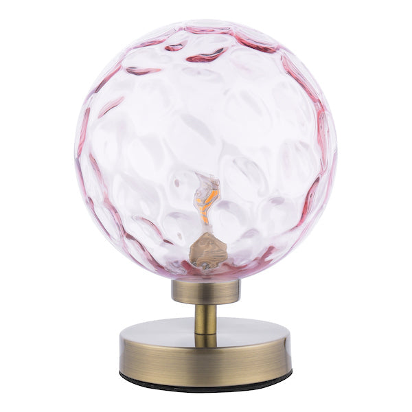 Dar Esben Touch Table Lamp Antique Brass with Pink Glass – from Amos Lighting + Home