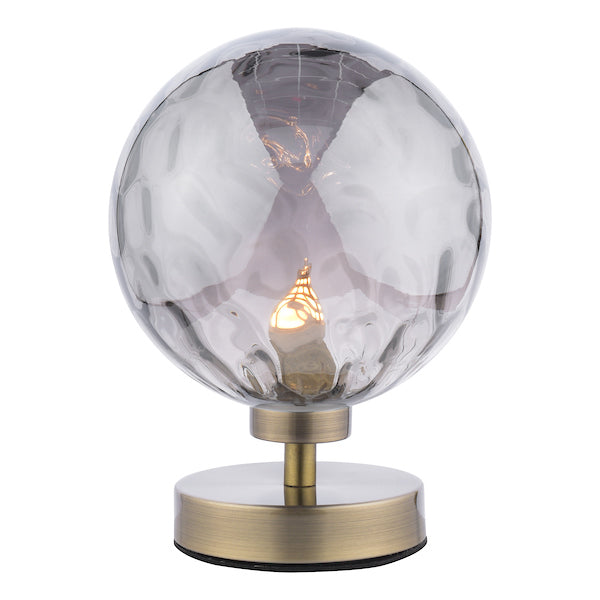 Dar Esben Touch Table Lamp Antique Brass with Smoked Glass – from Amos Lighting + Home