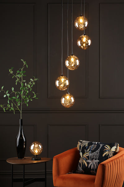 Dar Esben Touch Table Lamp Black with Champagne Glass – from Amos Lighting + Home