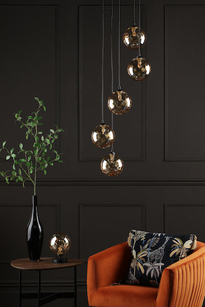 Dar Esben Touch Table Lamp Black with Champagne Glass – from Amos Lighting + Home