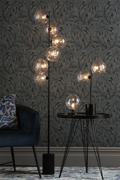 Dar Esben Touch Table Lamp Black with Clear Dimpled Glass – from Amos Lighting + Home