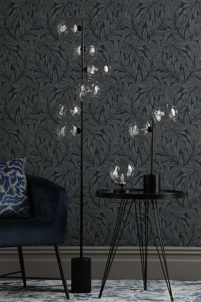 Dar Esben Touch Table Lamp Black with Clear Dimpled Glass – from Amos Lighting + Home