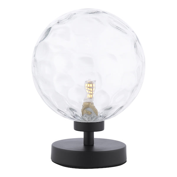 Dar Esben Touch Table Lamp Black with Clear Dimpled Glass – from Amos Lighting + Home