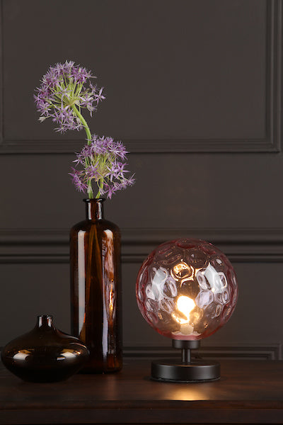 Dar Esben Touch Table Lamp Black with Pink Glass – from Amos Lighting + Home