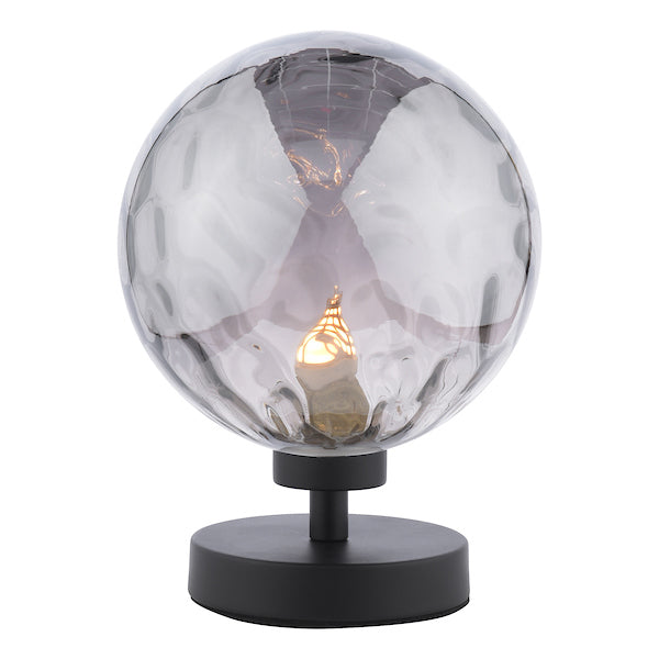 Dar Esben Touch Table Lamp Black with Smoked Dimpled Glass – from Amos Lighting + Home