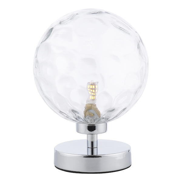 Dar Esben Touch Table Lamp Chrome with Clear Dimpled Glass – from Amos Lighting + Home