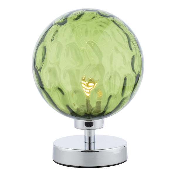 Dar Esben Touch Table Lamp Chrome with Green Glass – from Amos Lighting + Home