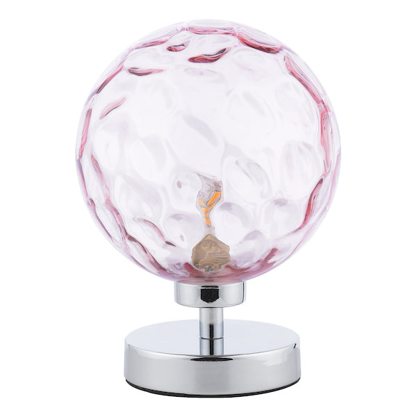Dar Esben Touch Table Lamp Chrome with Pink Glass – from Amos Lighting + Home