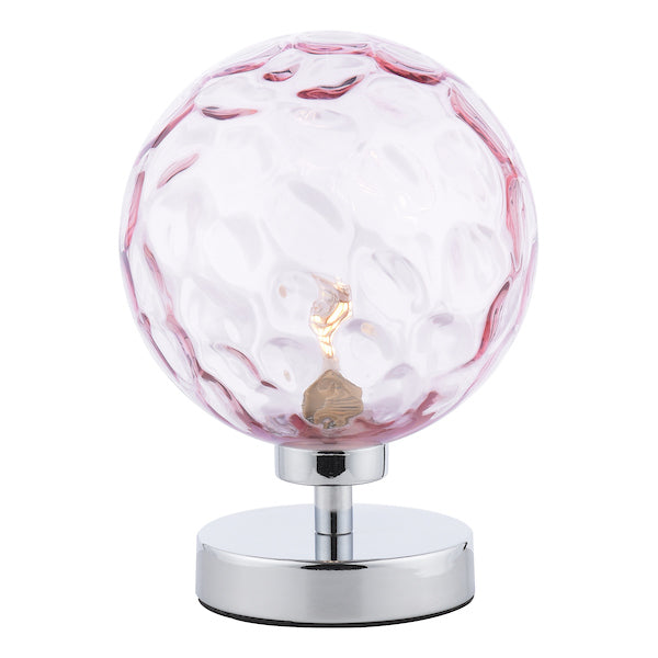 Dar Esben Touch Table Lamp Chrome with Pink Glass – from Amos Lighting + Home