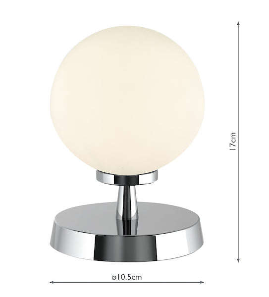 Dar Esben Touch Table Lamp Polished Chrome With Opal Glass – from Amos Lighting + Home