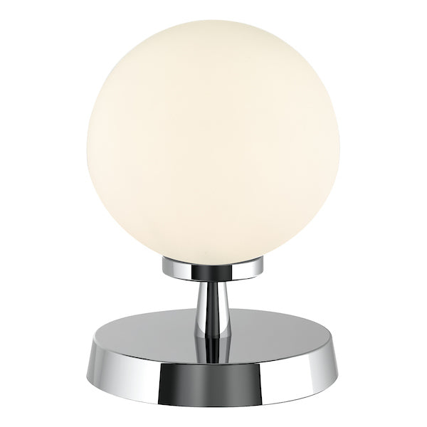 Dar Esben Touch Table Lamp Polished Chrome With Opal Glass – from Amos Lighting + Home