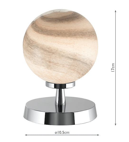 Dar Esben Touch Table Lamp Polished Chrome With Planet Glass – from Amos Lighting + Home