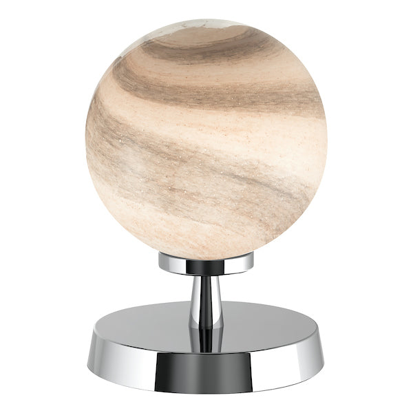 Dar Esben Touch Table Lamp Polished Chrome With Planet Glass – from Amos Lighting + Home