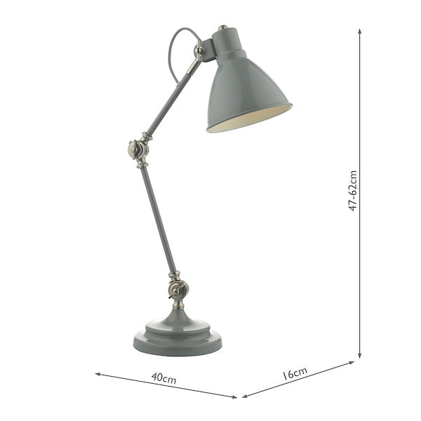 Dar Eunice Task Desk Lamp Grey Satin and Nickel – from Amos Lighting + Home