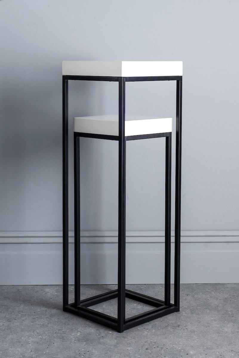 Dar Fabio Nest of 2 White Gloss Top Plant Stands – from Amos Lighting + Home