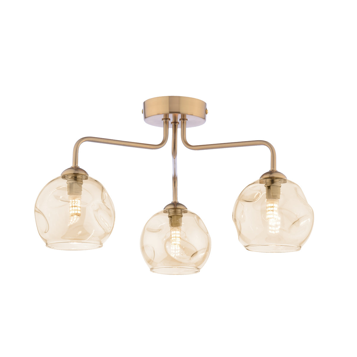 Dar Feya 3 Light Semi-Flush Antique Bronze & Champagne Dimpled Glass – from Amos Lighting + Home