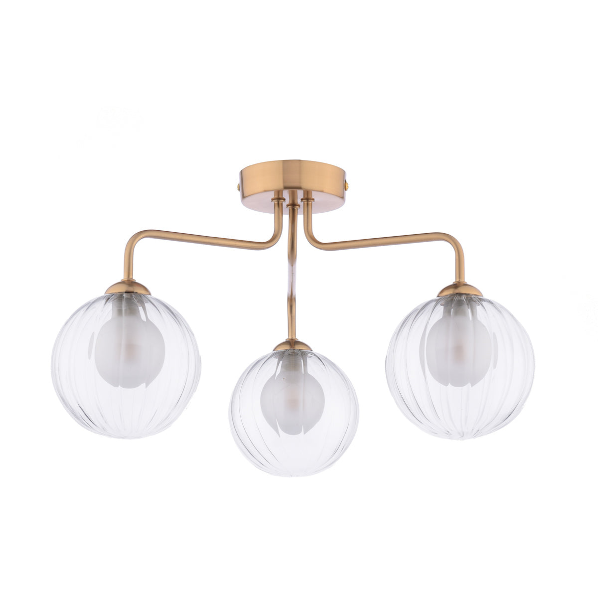 Dar Feya 3 Light Semi-Flush Antique Bronze & Clear/Opal Glass – from Amos Lighting + Home